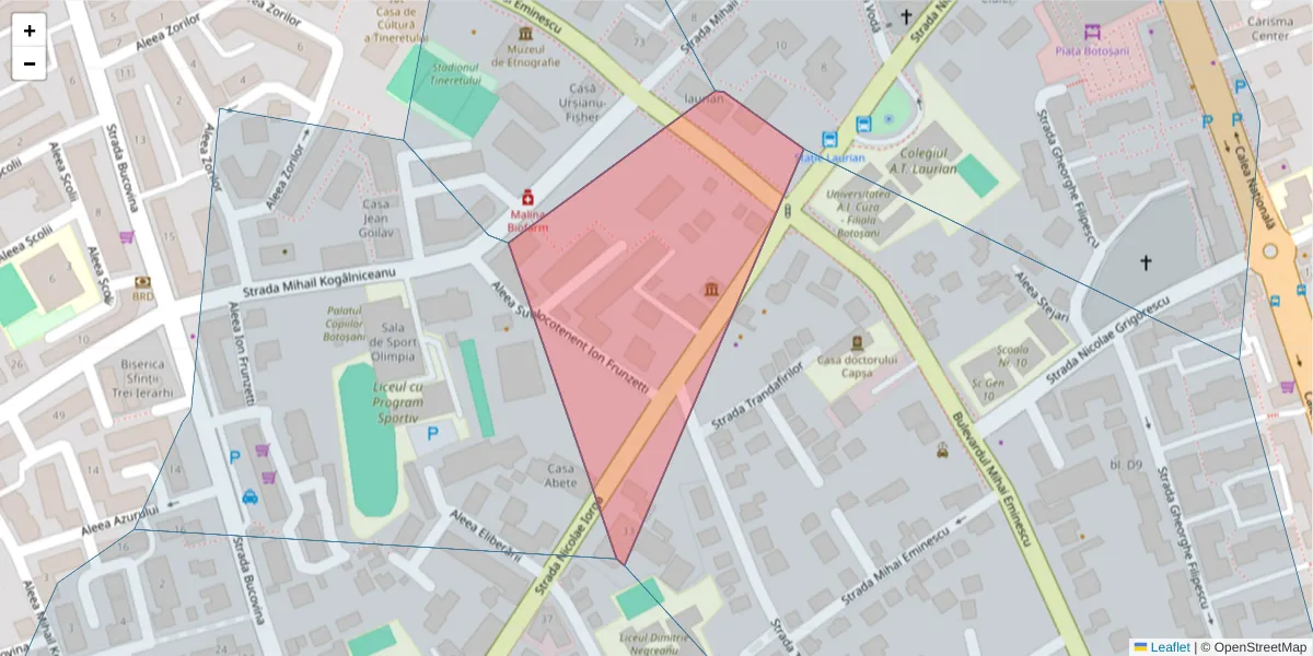 Hartă a codului poștal  și a codurilor poștale învecinate