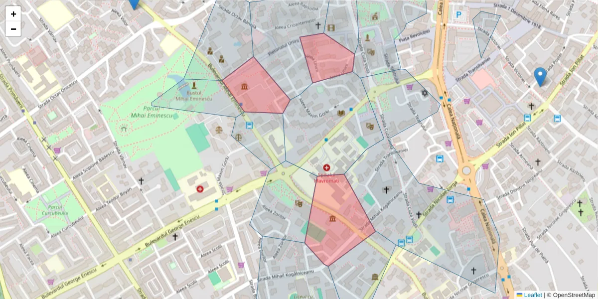 Hartă a codului poștal  și a codurilor poștale învecinate