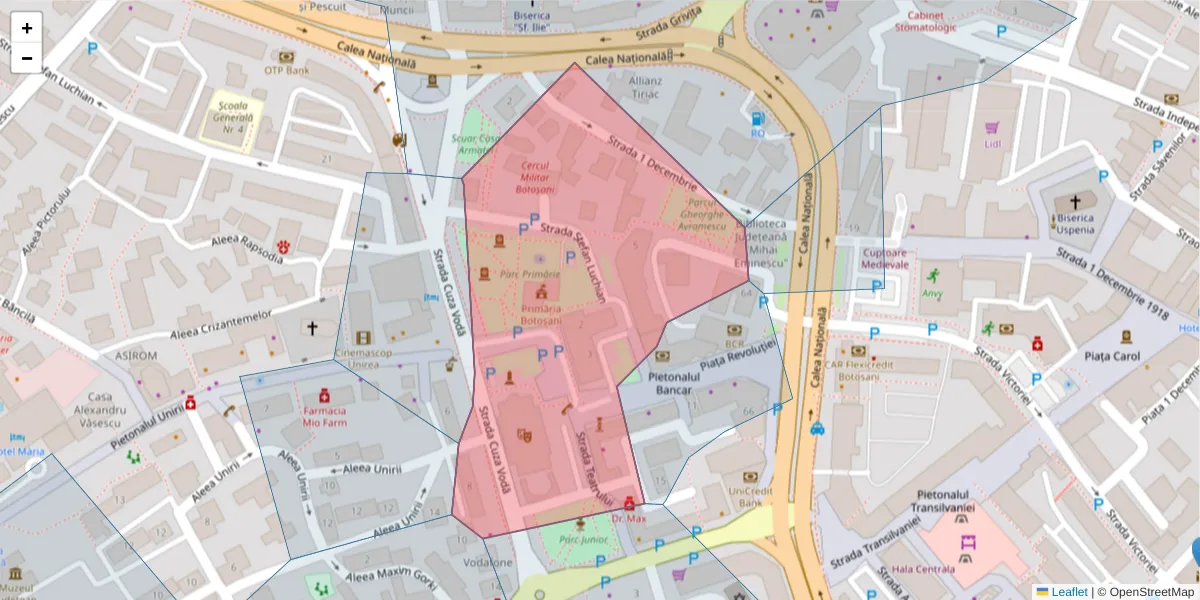 Hartă a codului poștal  și a codurilor poștale învecinate