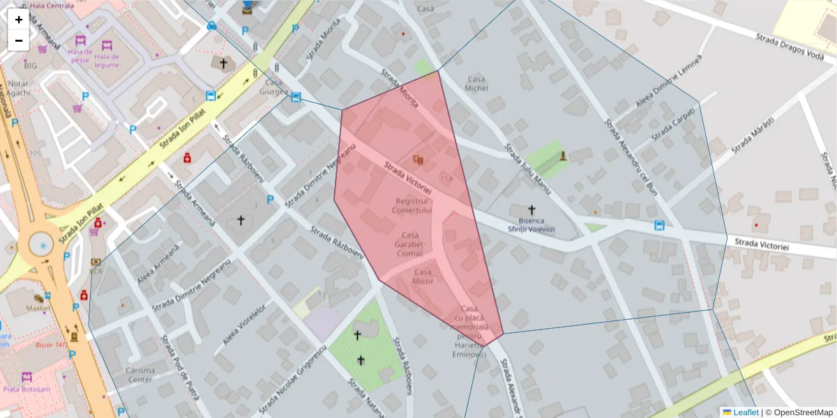 Hartă a codului poștal  și a codurilor poștale învecinate