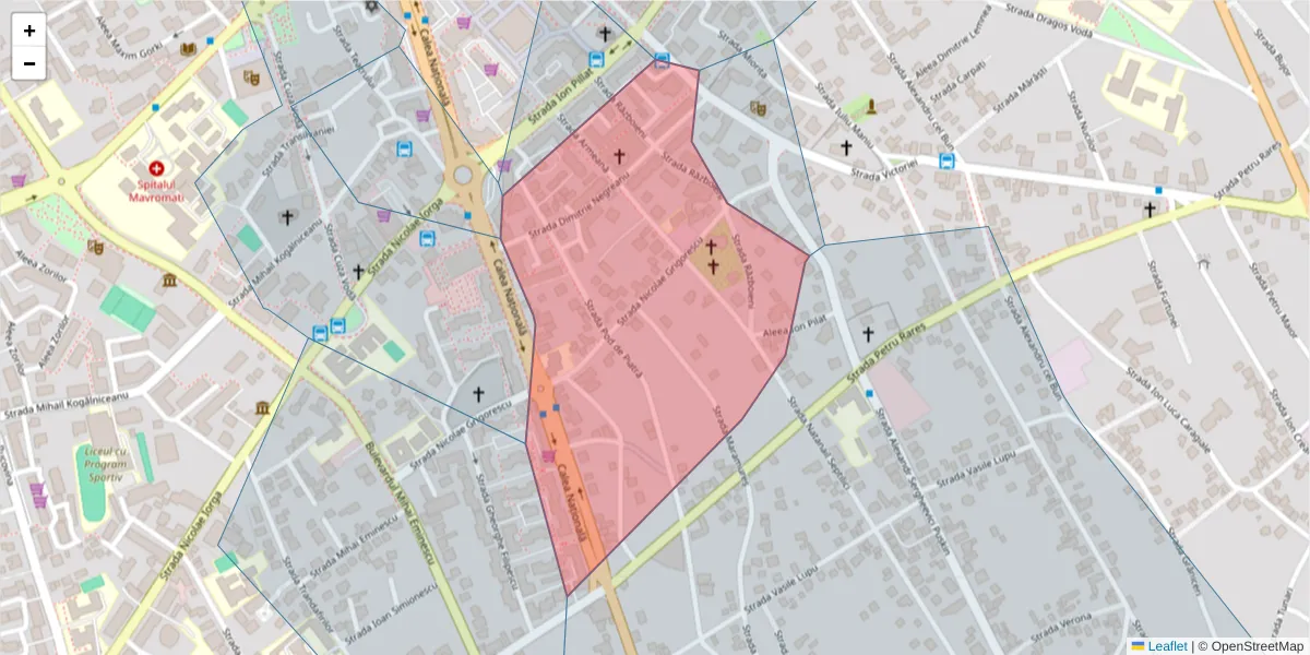 Hartă a codului poștal  și a codurilor poștale învecinate