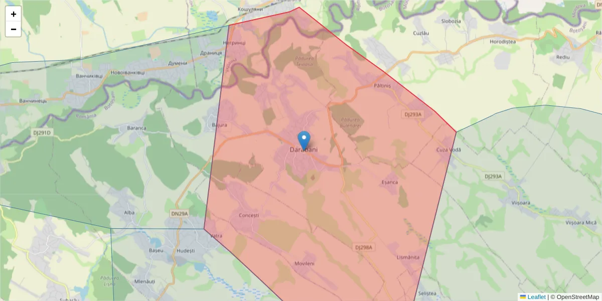 Hartă a codului poștal  și a codurilor poștale învecinate