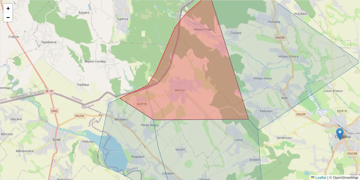 Hartă a codului poștal  și a codurilor poștale învecinate