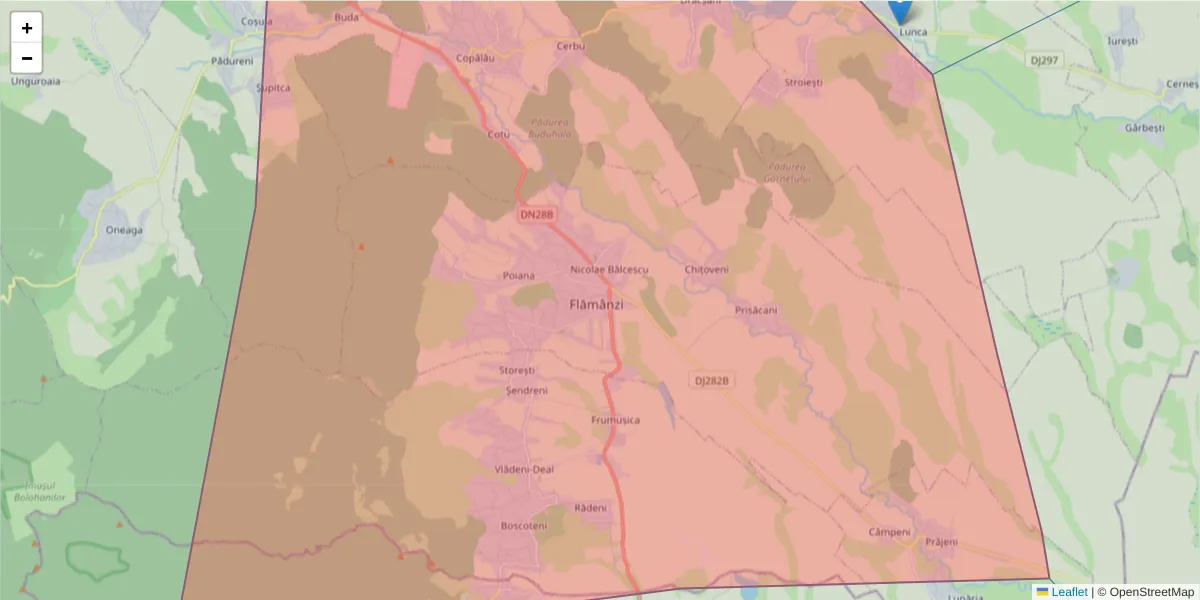 Hartă a codului poștal  și a codurilor poștale învecinate