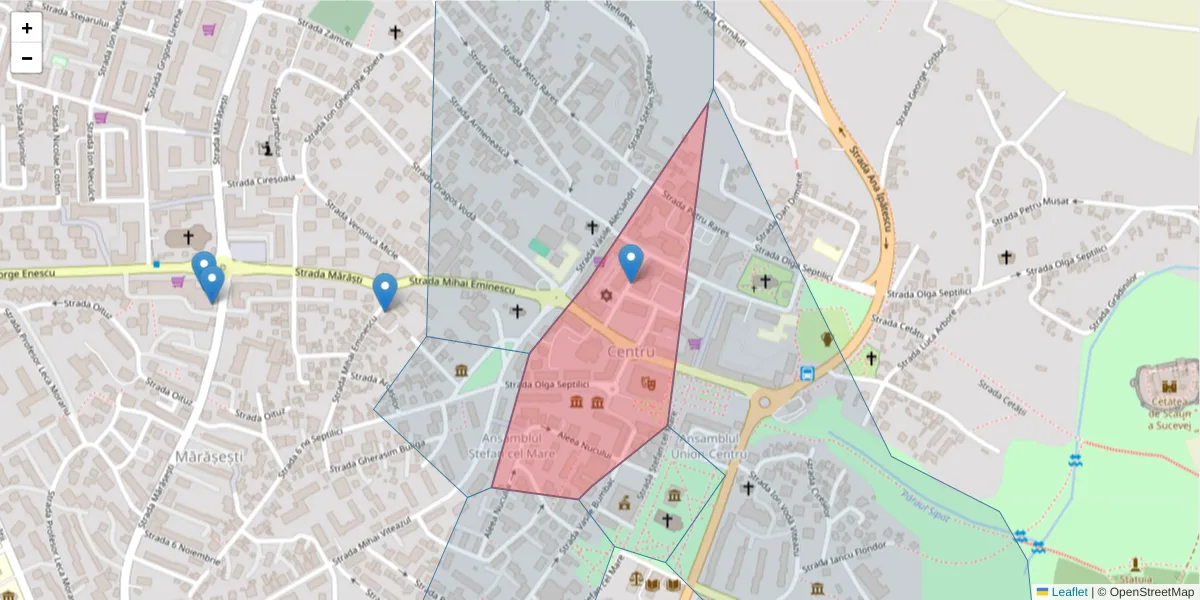 Hartă a codului poștal  și a codurilor poștale învecinate
