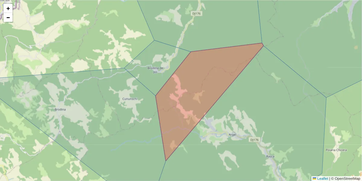 Hartă a codului poștal  și a codurilor poștale învecinate