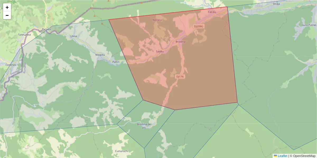 Hartă a codului poștal  și a codurilor poștale învecinate
