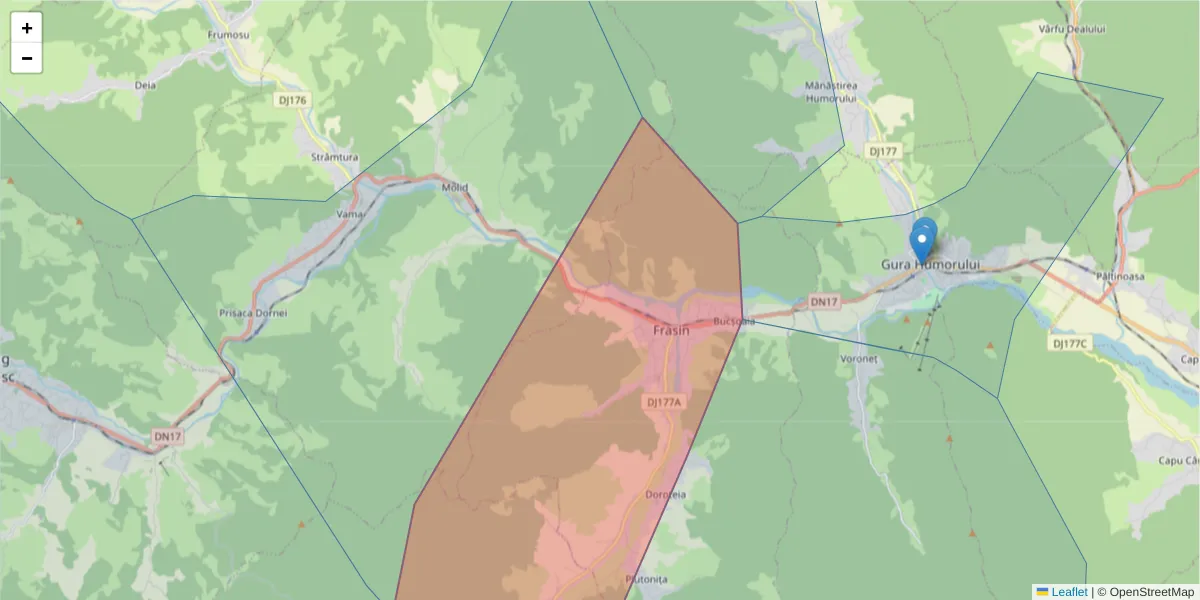 Hartă a codului poștal  și a codurilor poștale învecinate