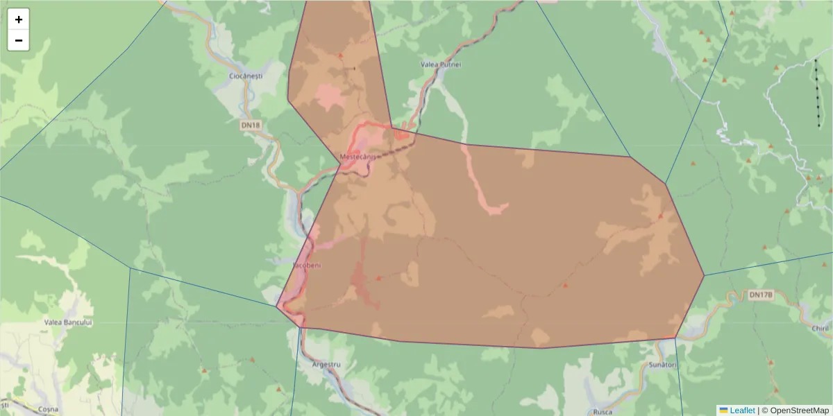 Hartă a codului poștal  și a codurilor poștale învecinate