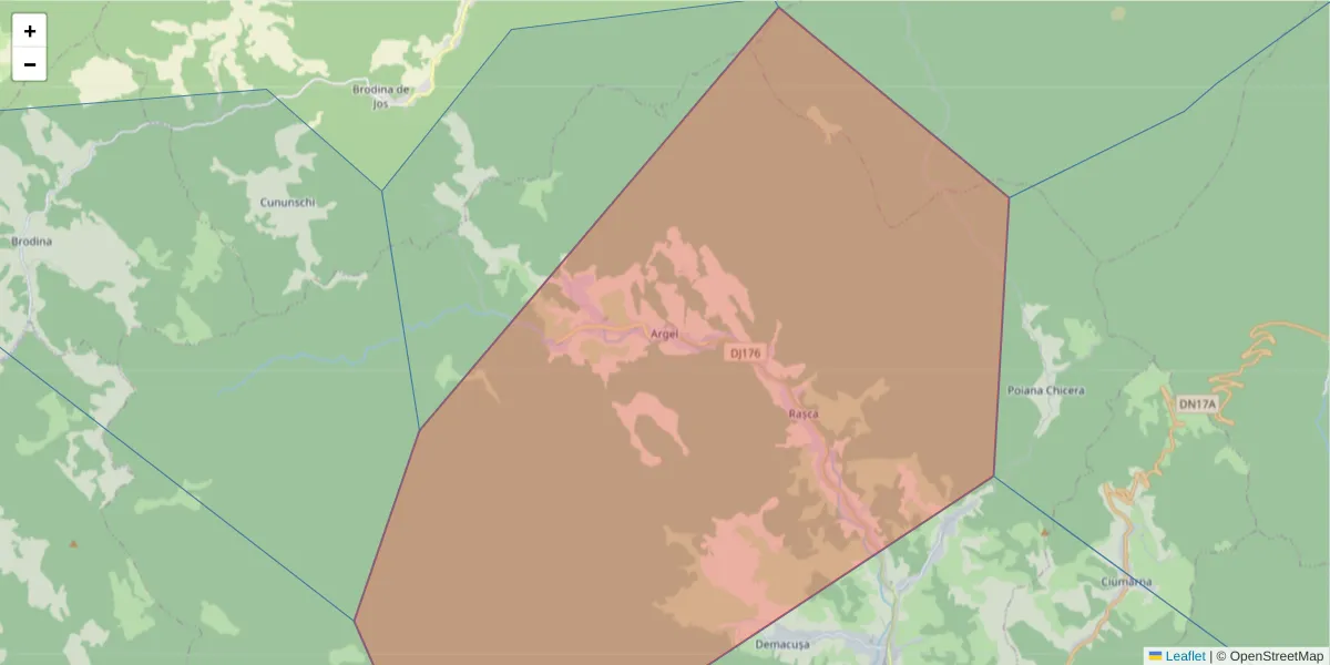 Hartă a codului poștal  și a codurilor poștale învecinate