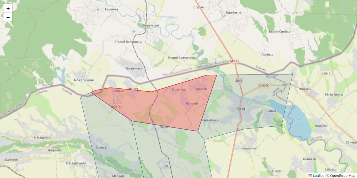 Hartă a codului poștal  și a codurilor poștale învecinate