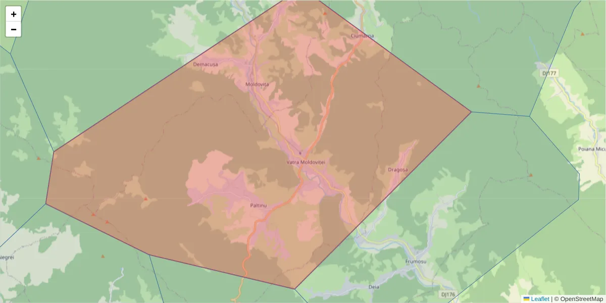 Hartă a codului poștal  și a codurilor poștale învecinate