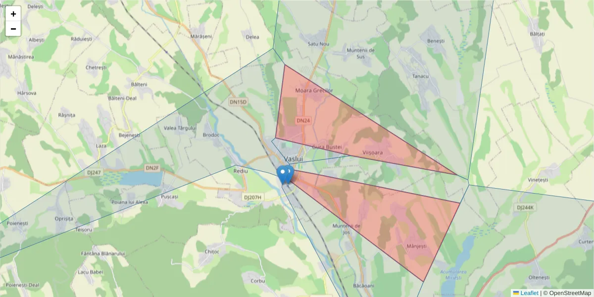 Hartă a codului poștal  și a codurilor poștale învecinate