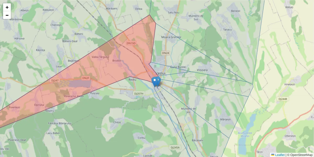 Hartă a codului poștal  și a codurilor poștale învecinate