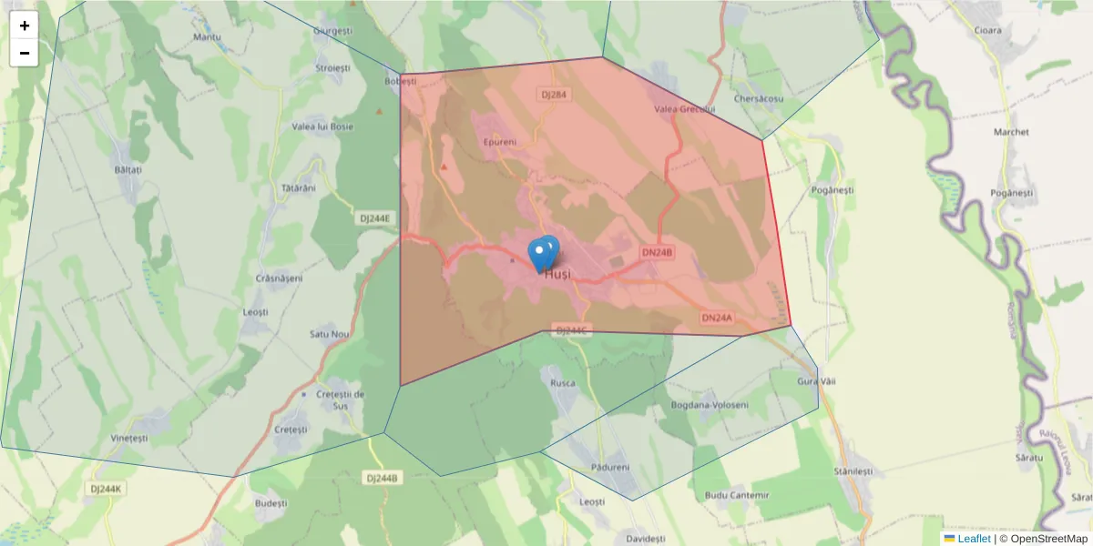 Hartă a codului poștal  și a codurilor poștale învecinate