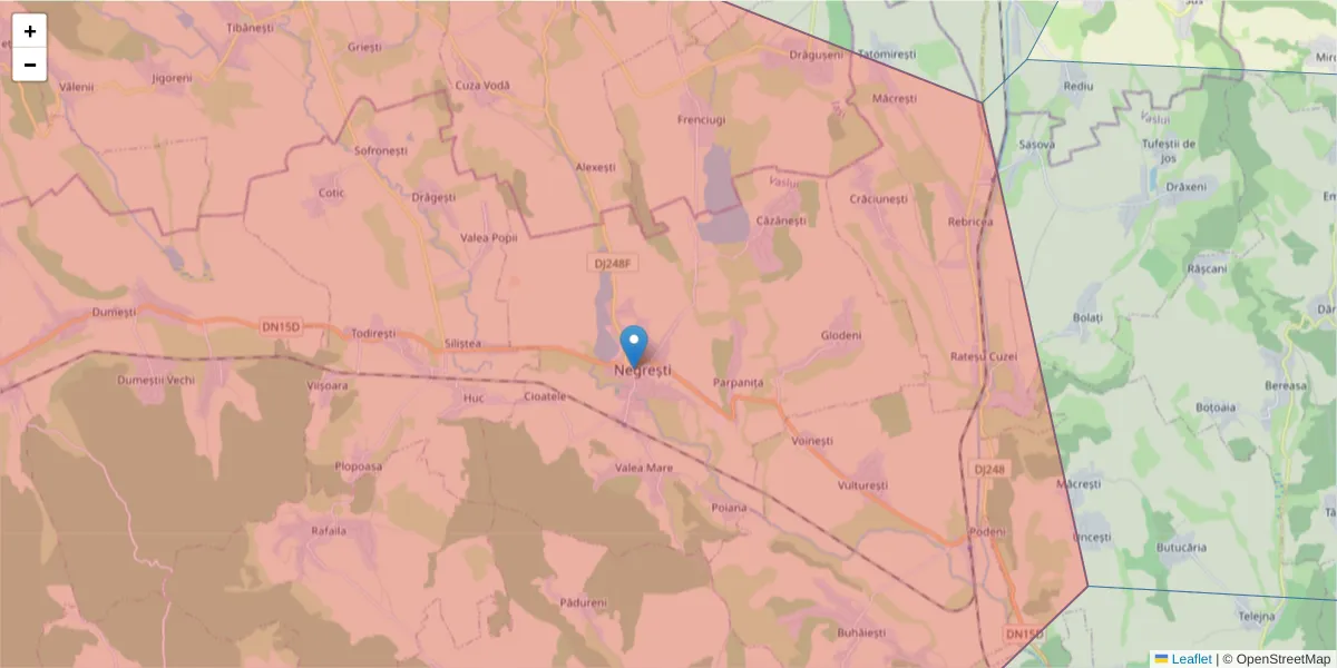 Hartă a codului poștal  și a codurilor poștale învecinate