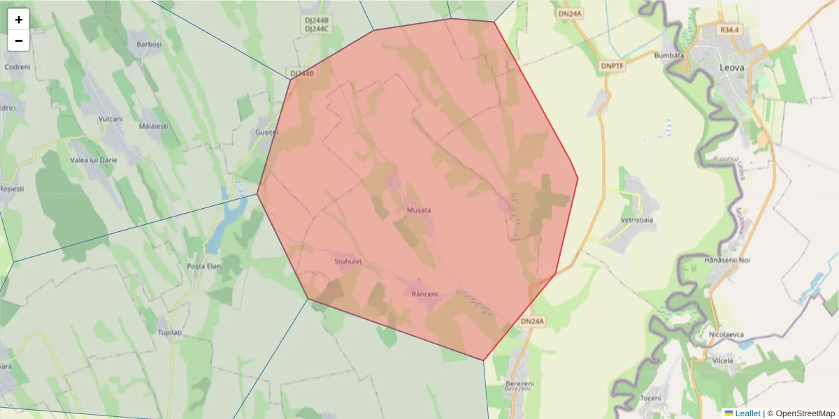 Hartă a codului poștal  și a codurilor poștale învecinate