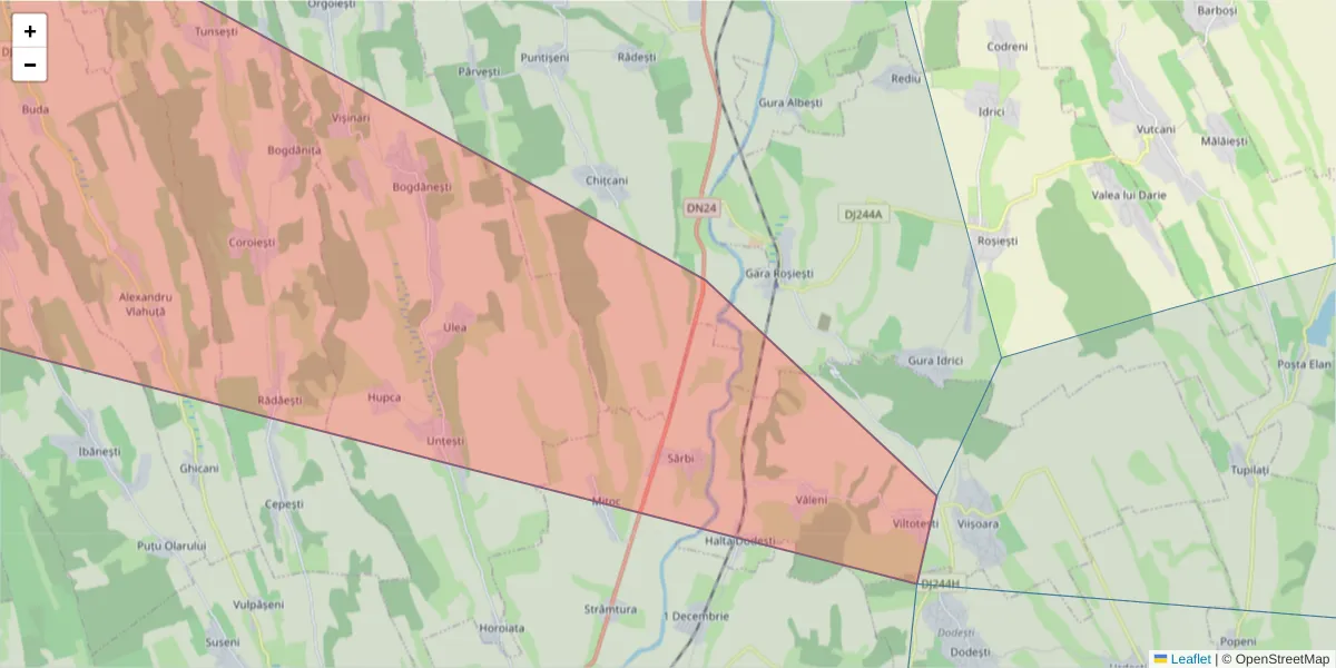 Hartă a codului poștal  și a codurilor poștale învecinate