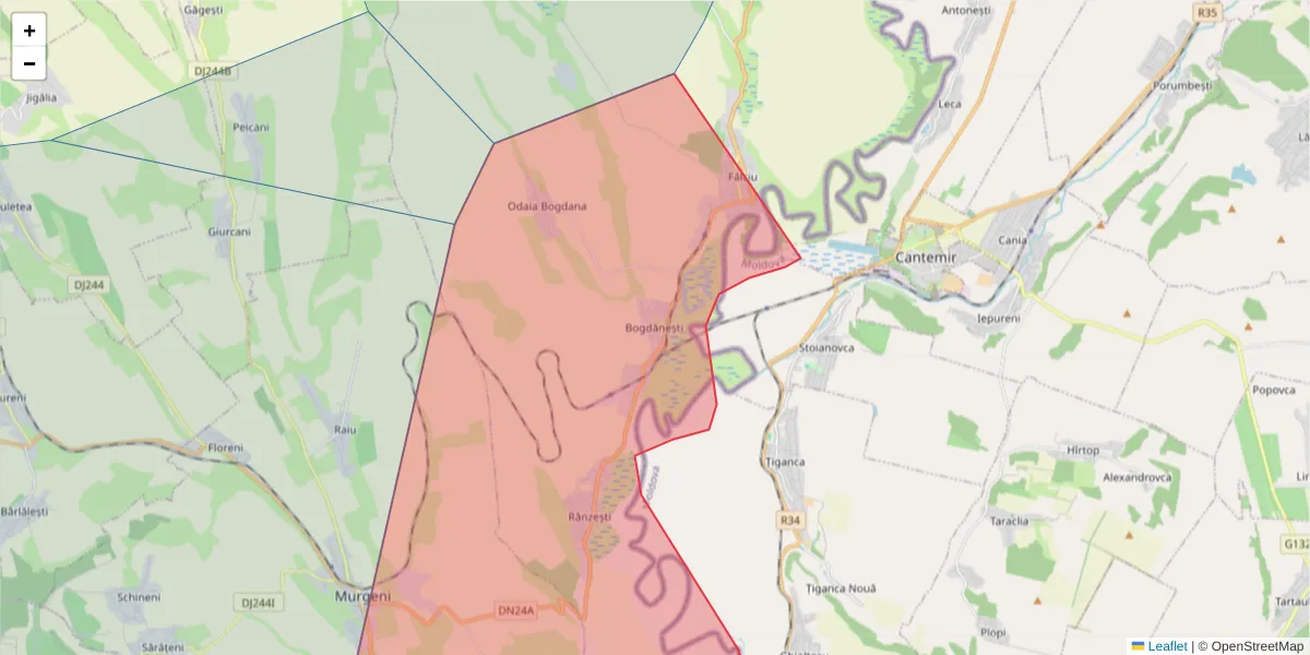 Hartă a codului poștal  și a codurilor poștale învecinate