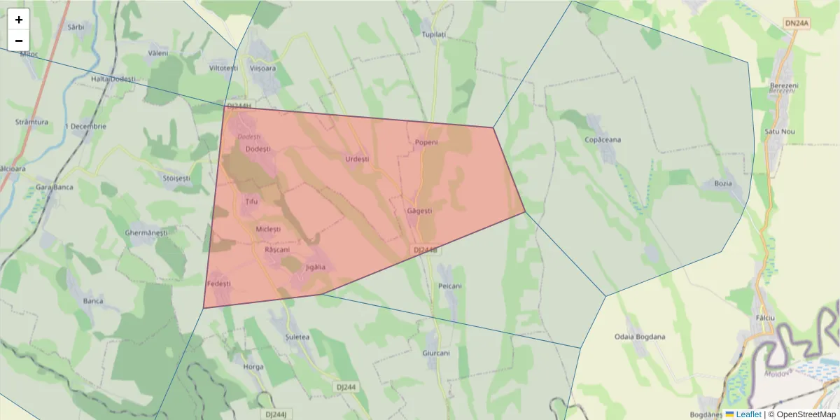 Hartă a codului poștal  și a codurilor poștale învecinate