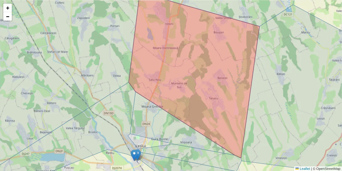 Hartă a codului poștal  și a codurilor poștale învecinate