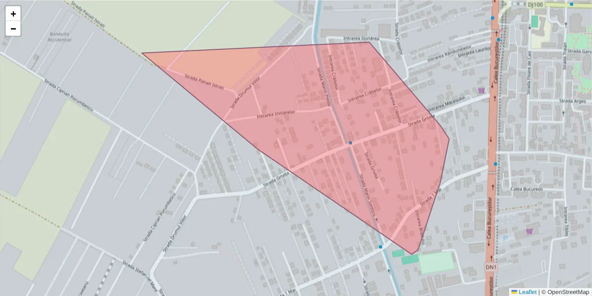 Hartă a codului poștal  și a codurilor poștale învecinate