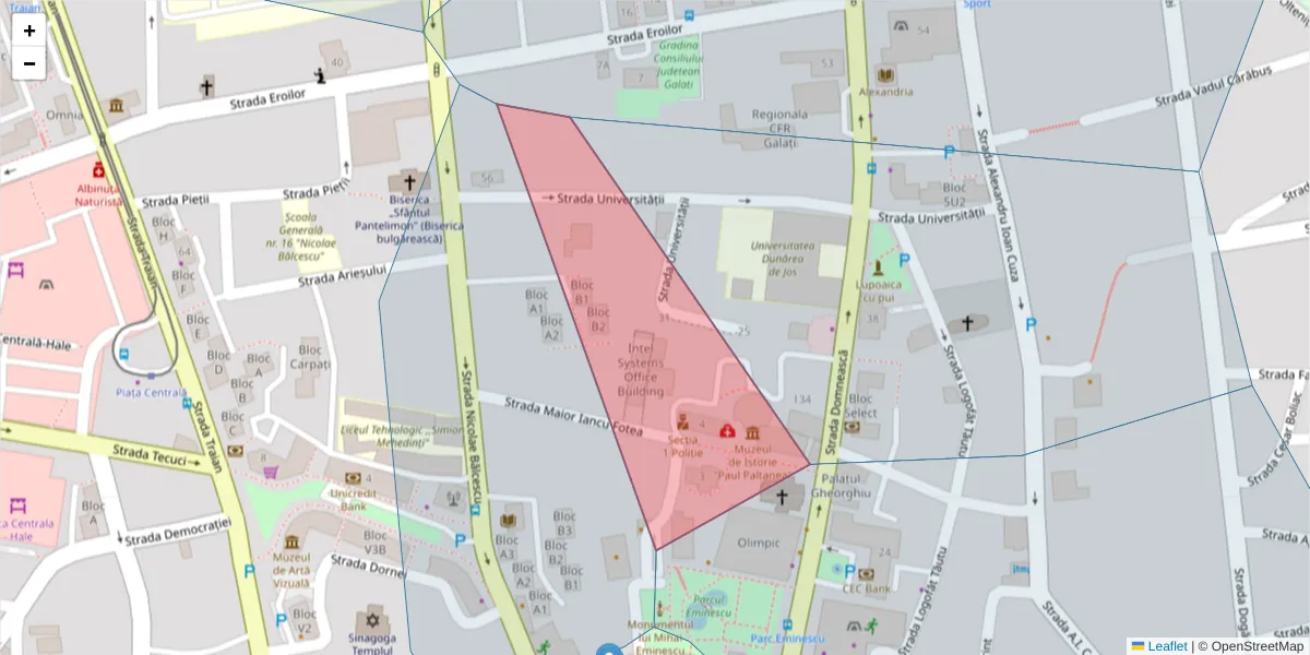 Hartă a codului poștal  și a codurilor poștale învecinate