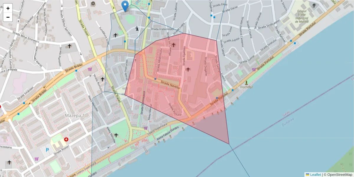 Hartă a codului poștal  și a codurilor poștale învecinate