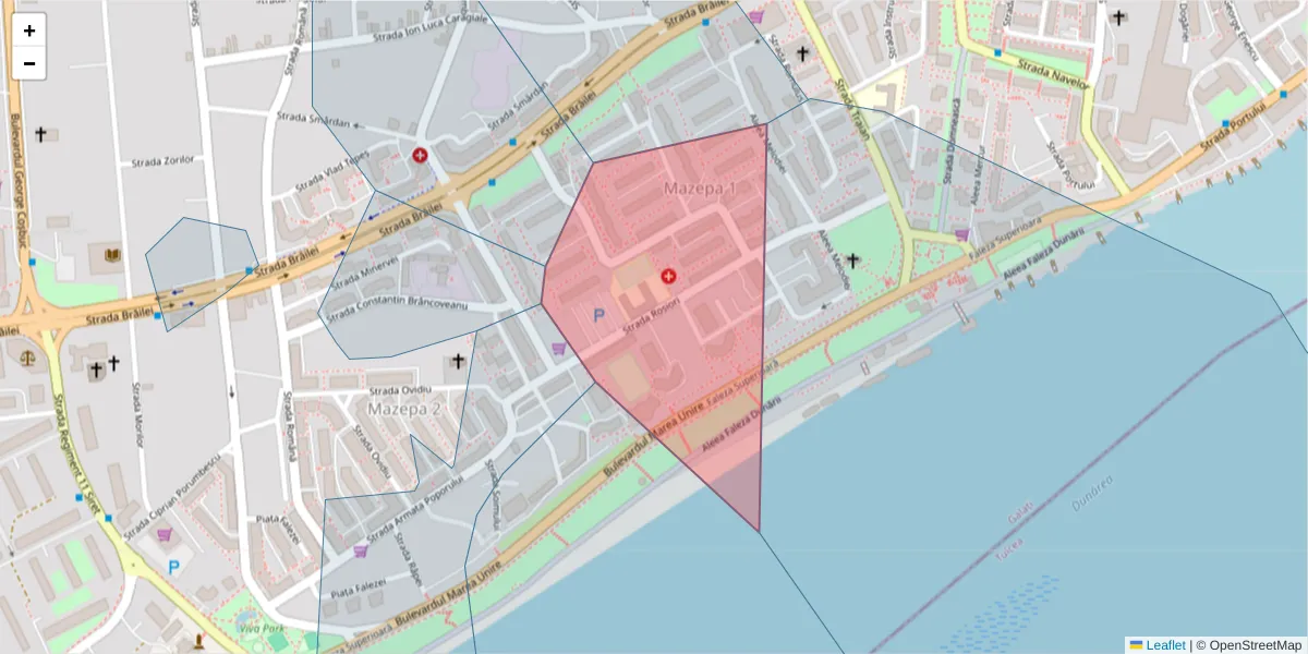 Hartă a codului poștal  și a codurilor poștale învecinate