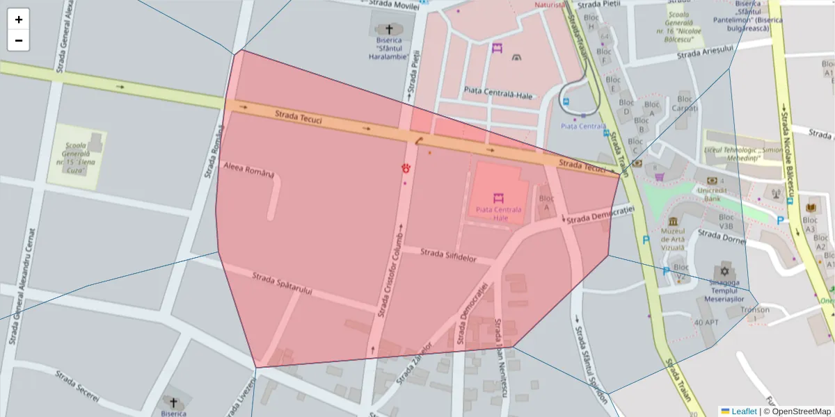 Hartă a codului poștal  și a codurilor poștale învecinate