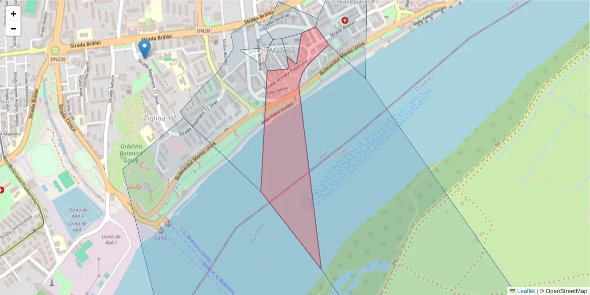 Hartă a codului poștal  și a codurilor poștale învecinate