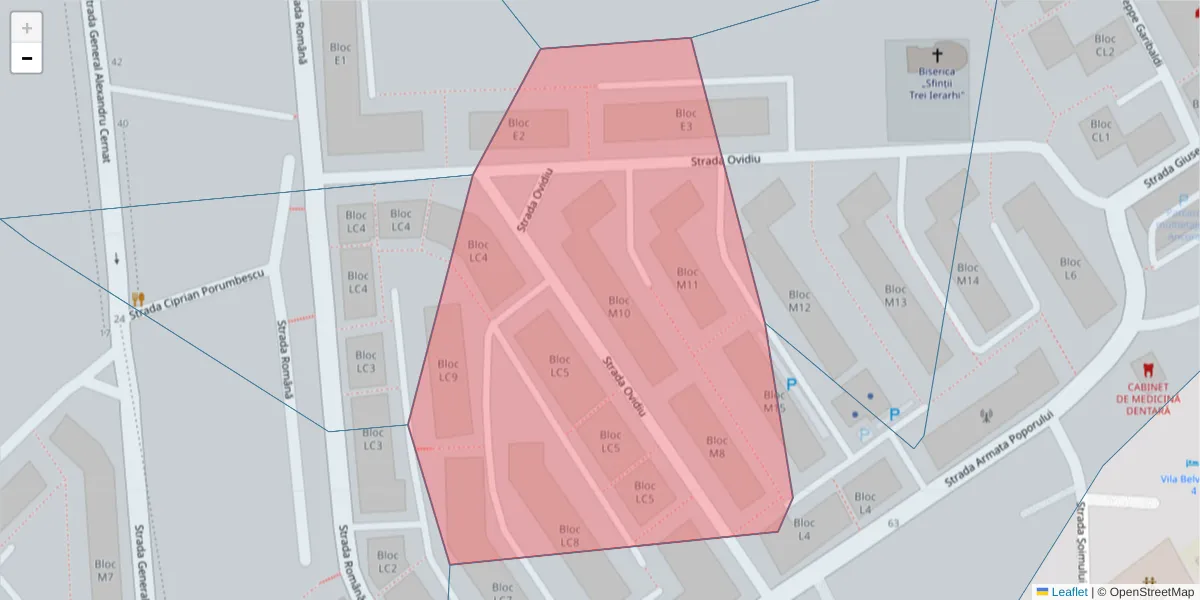 Hartă a codului poștal  și a codurilor poștale învecinate