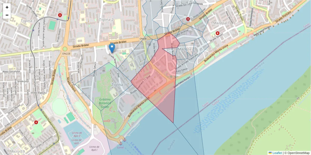 Hartă a codului poștal  și a codurilor poștale învecinate