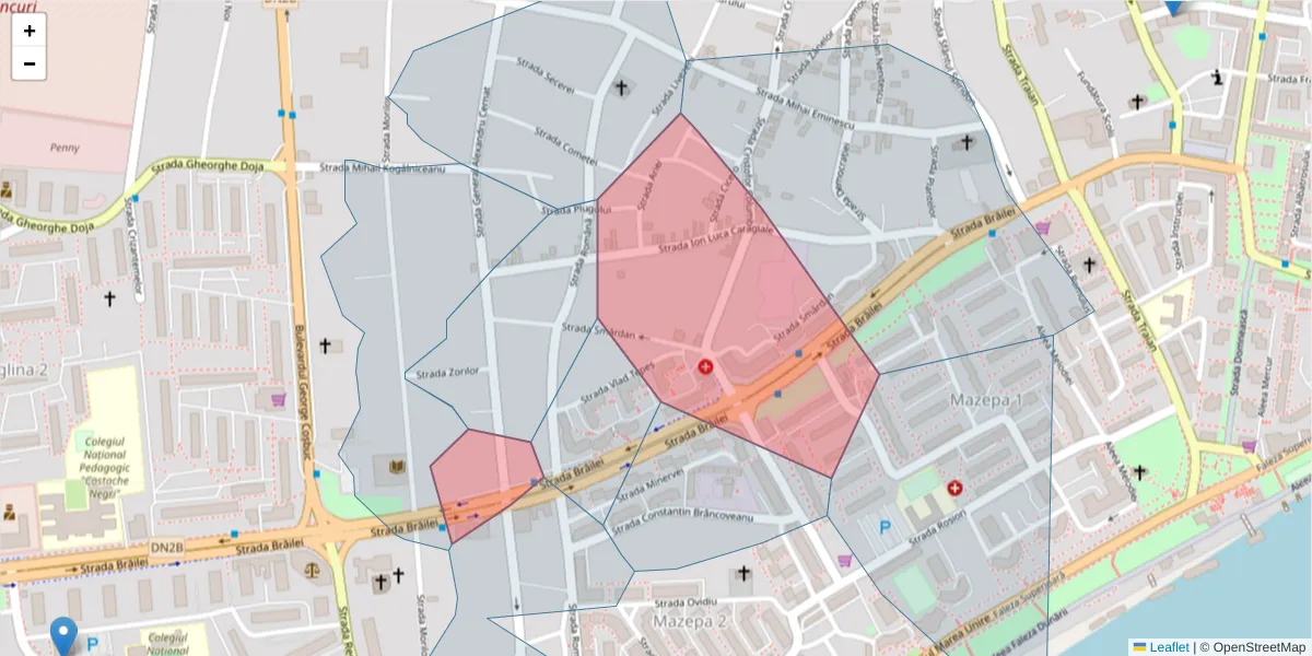 Hartă a codului poștal  și a codurilor poștale învecinate
