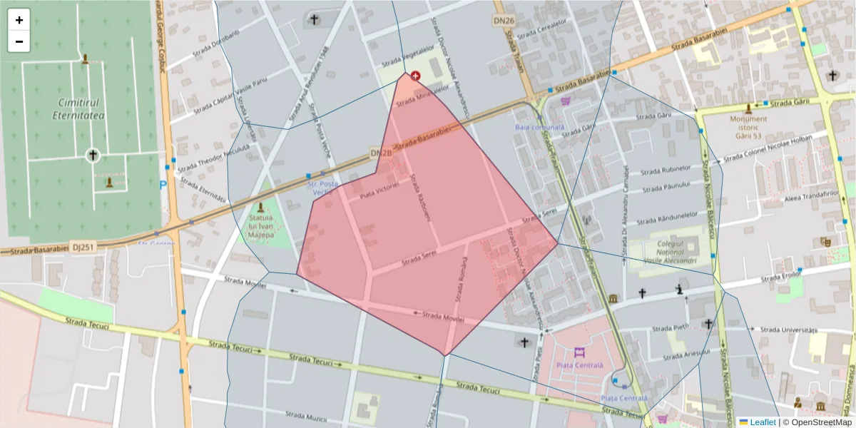 Hartă a codului poștal  și a codurilor poștale învecinate