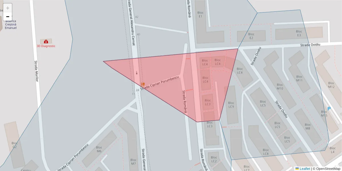 Hartă a codului poștal  și a codurilor poștale învecinate