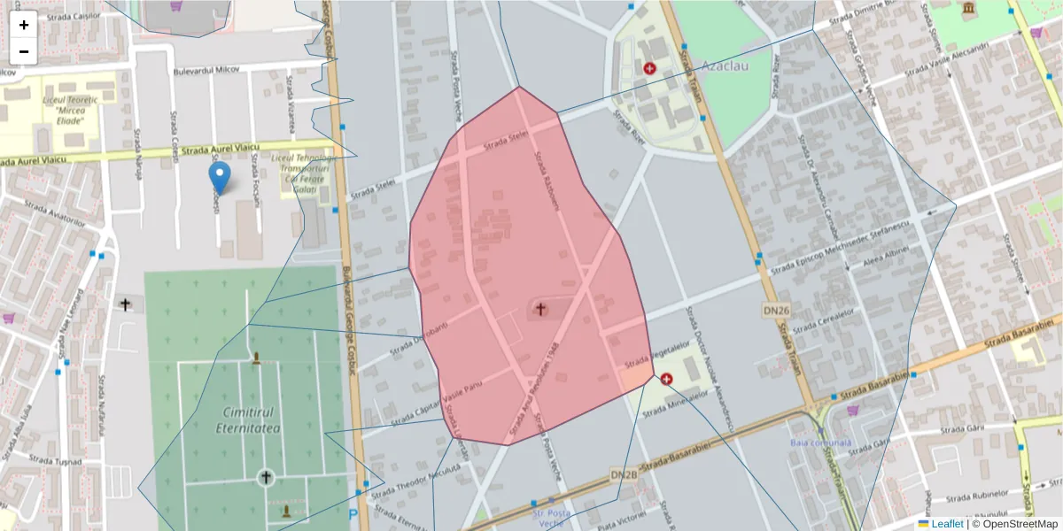 Hartă a codului poștal  și a codurilor poștale învecinate