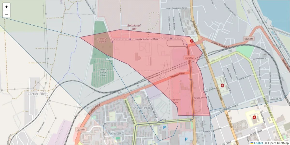 Hartă a codului poștal  și a codurilor poștale învecinate