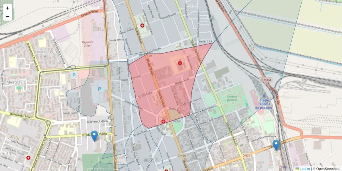 Hartă a codului poștal  și a codurilor poștale învecinate