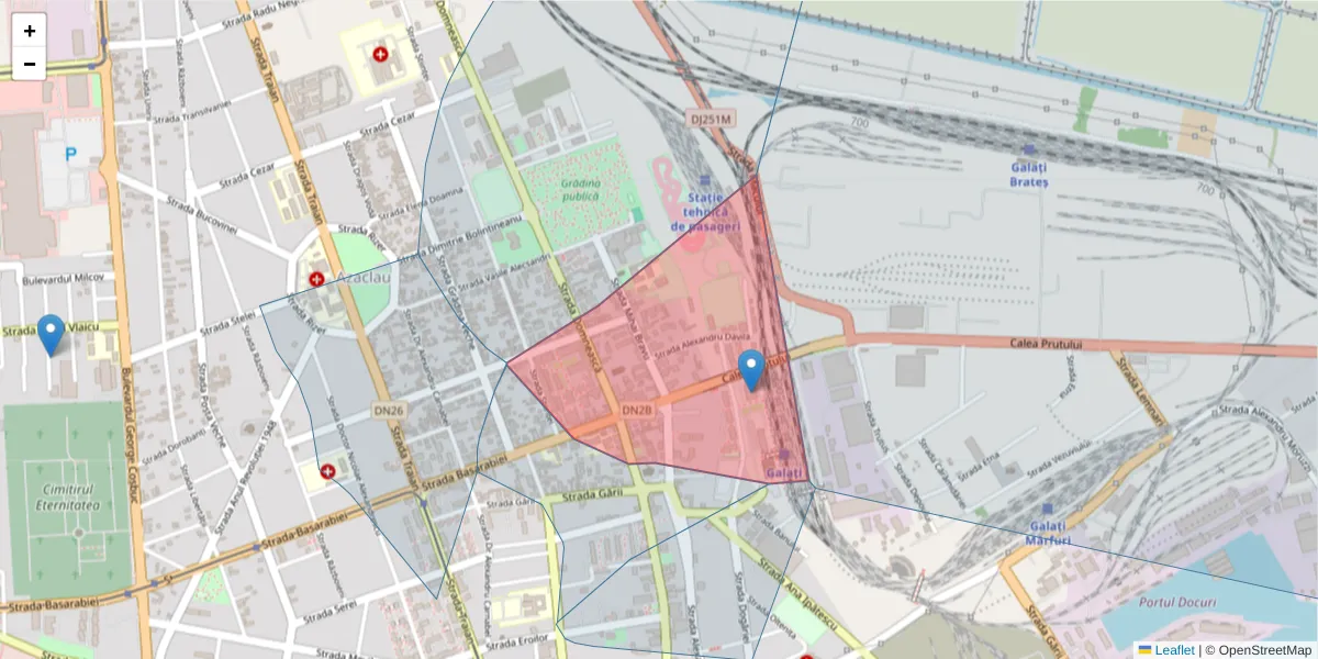 Hartă a codului poștal  și a codurilor poștale învecinate