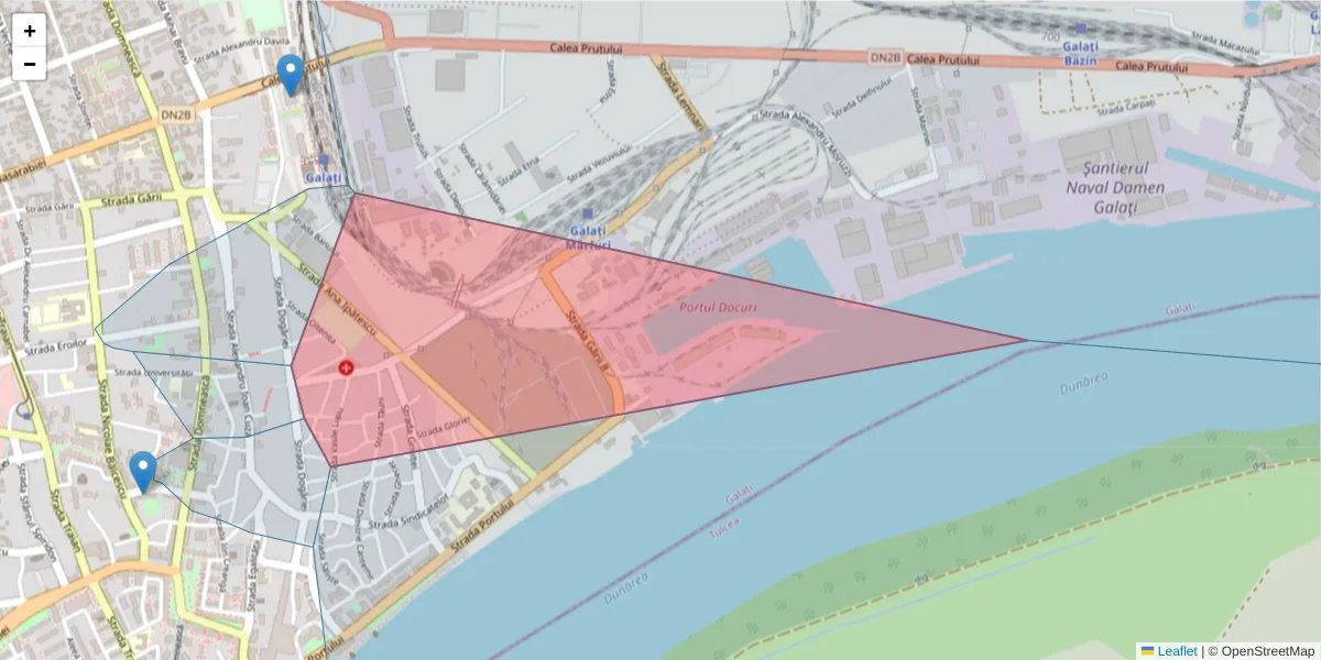 Hartă a codului poștal  și a codurilor poștale învecinate