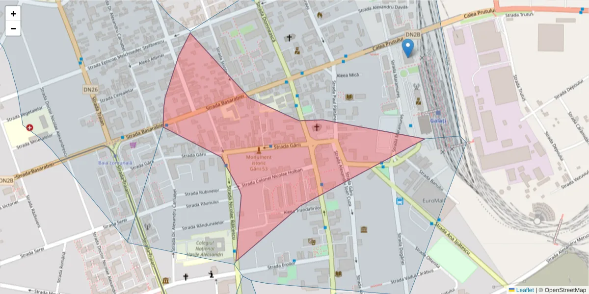 Hartă a codului poștal  și a codurilor poștale învecinate