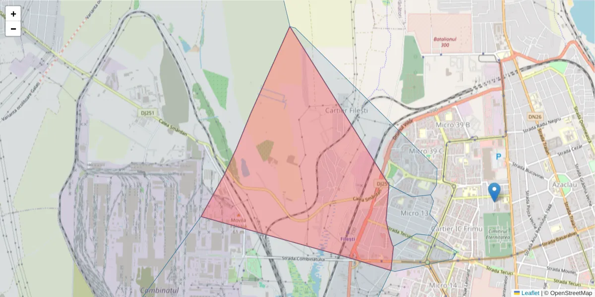 Hartă a codului poștal  și a codurilor poștale învecinate