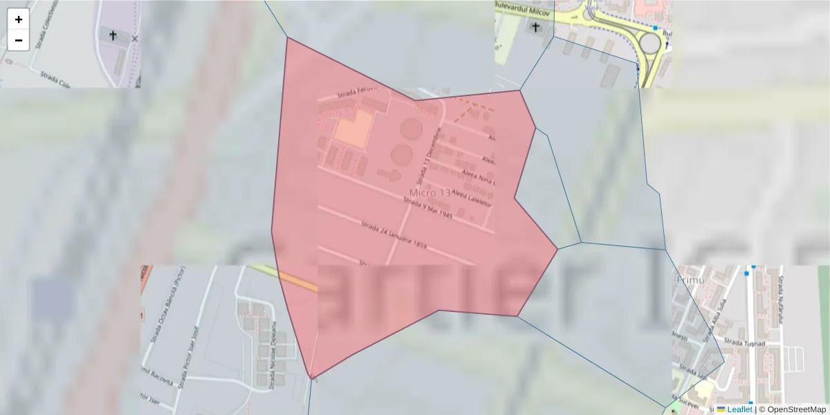 Hartă a codului poștal  și a codurilor poștale învecinate