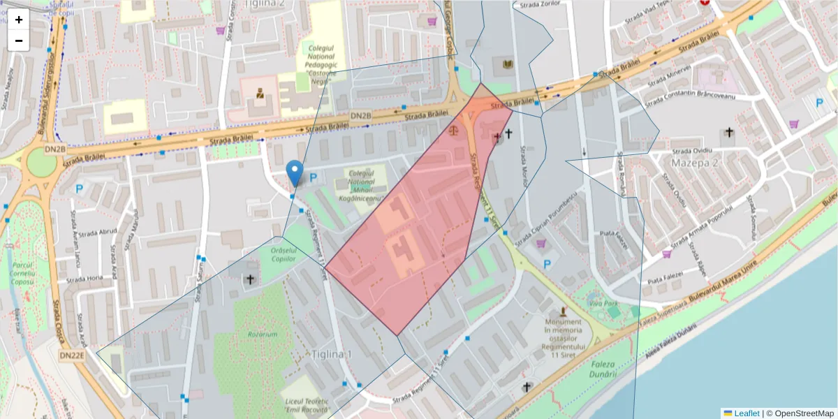 Hartă a codului poștal  și a codurilor poștale învecinate