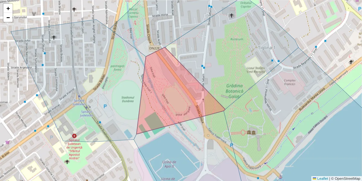 Hartă a codului poștal  și a codurilor poștale învecinate