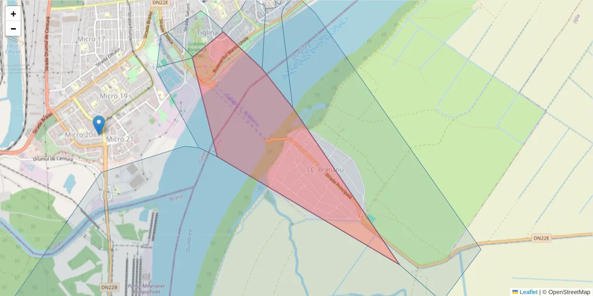 Hartă a codului poștal  și a codurilor poștale învecinate
