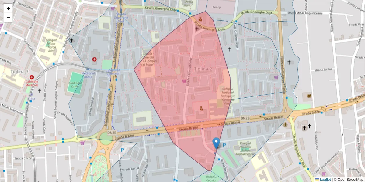 Hartă a codului poștal  și a codurilor poștale învecinate