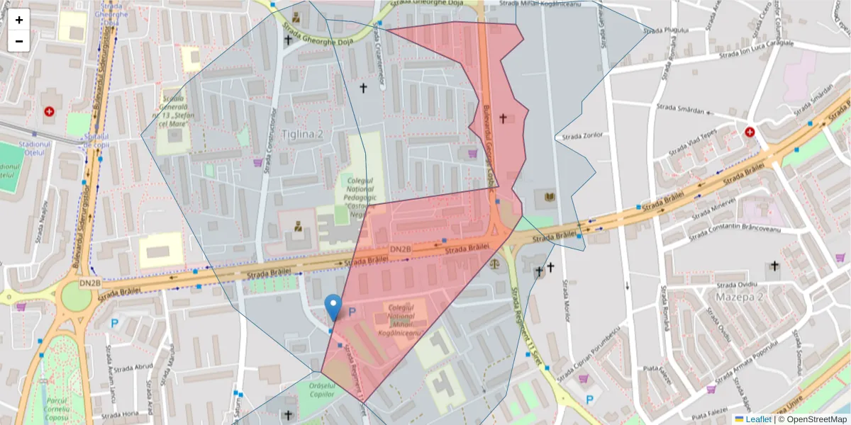 Hartă a codului poștal  și a codurilor poștale învecinate