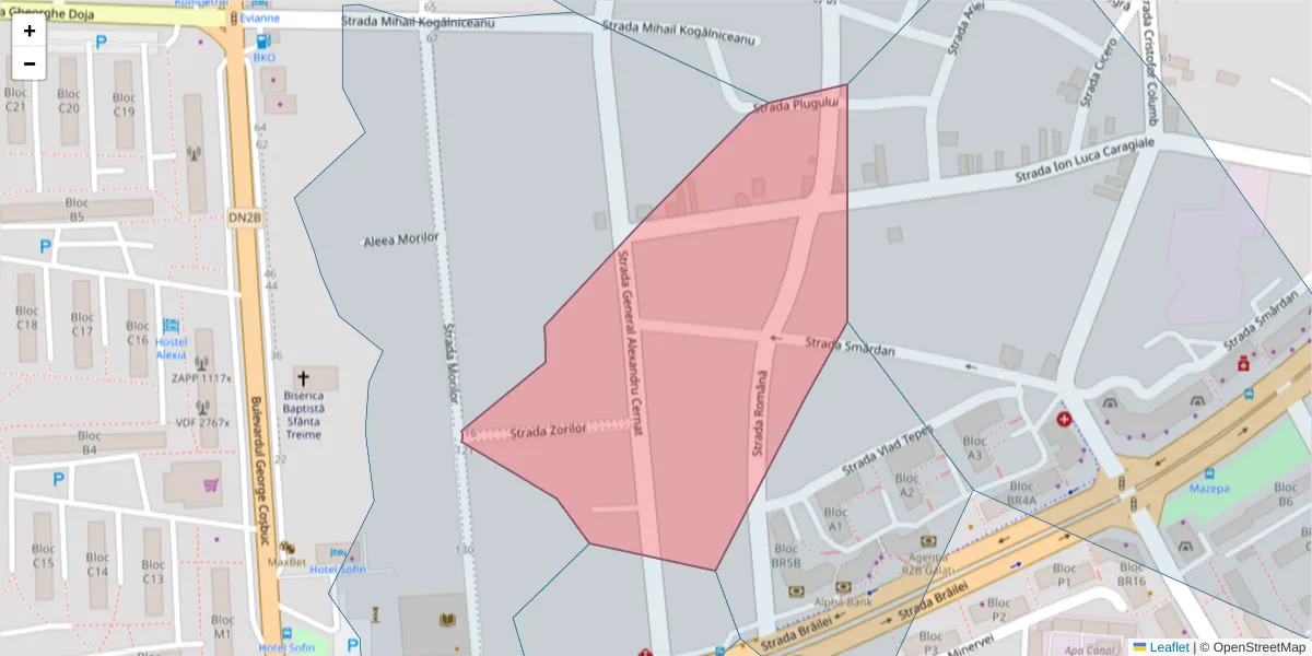 Hartă a codului poștal  și a codurilor poștale învecinate